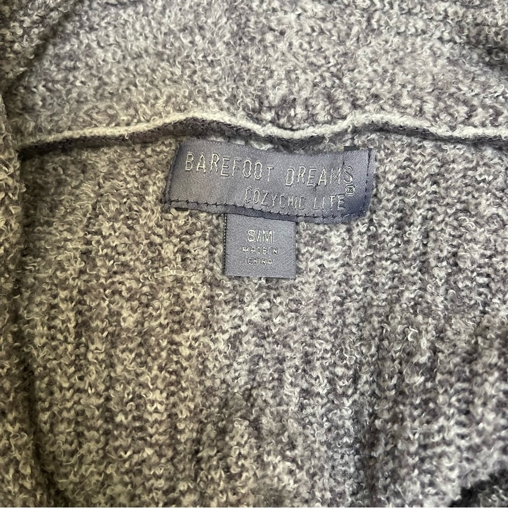 Barefoot Dreams CozyChic Lite Ribbed Robe S / M in Pacific Blue Pearl (Gray) - Picture 7 of 11